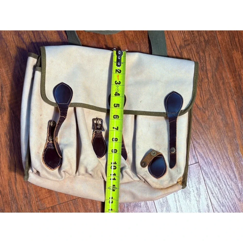 Vintage Tan Leitz Canvas Leather Messenger Bag Camera Bag Utility Grunge